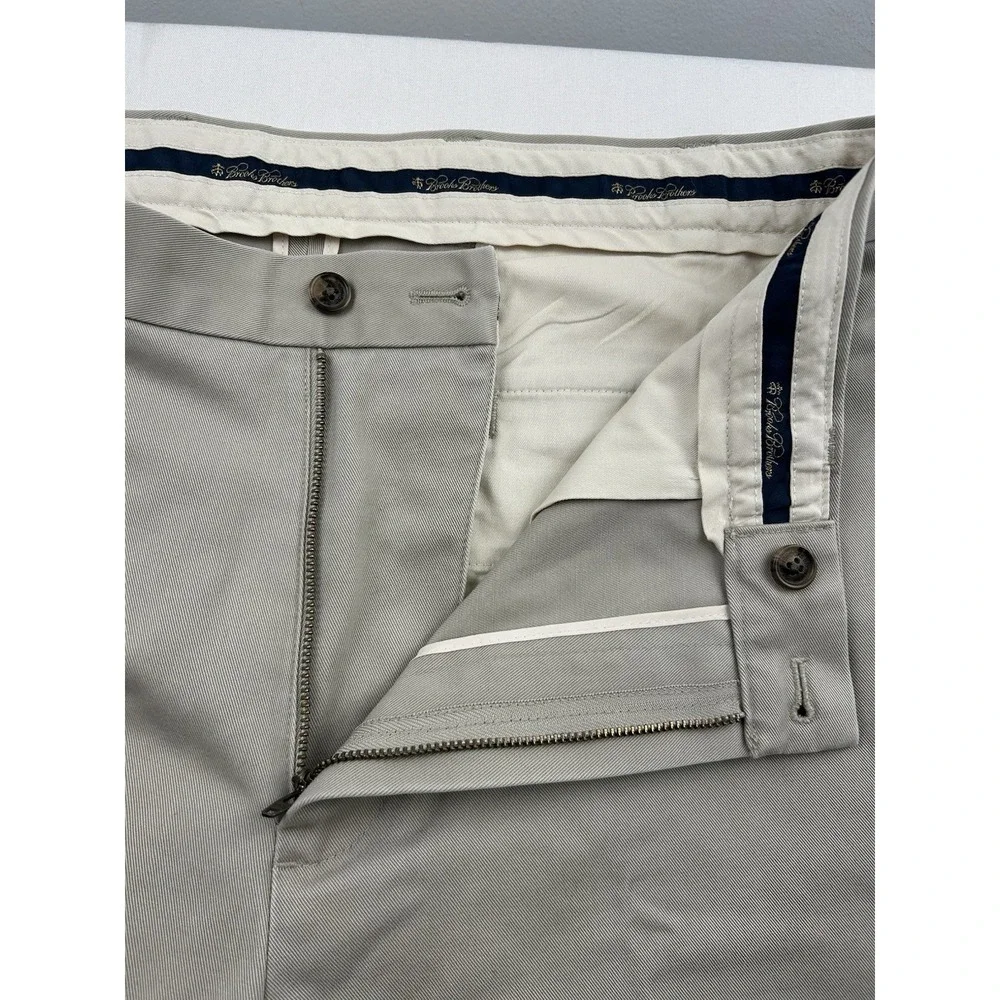 Brooks Brothers Advantage Chino Clark Pants Men's 35x32 Beige‎ Khaki Flat Front